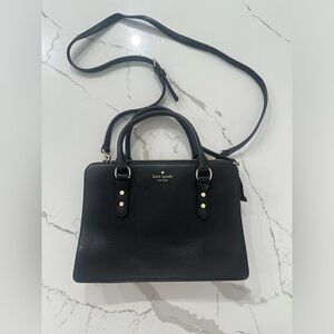 Kate spade New York mulberry street black pebbled leather top handle satchel bag